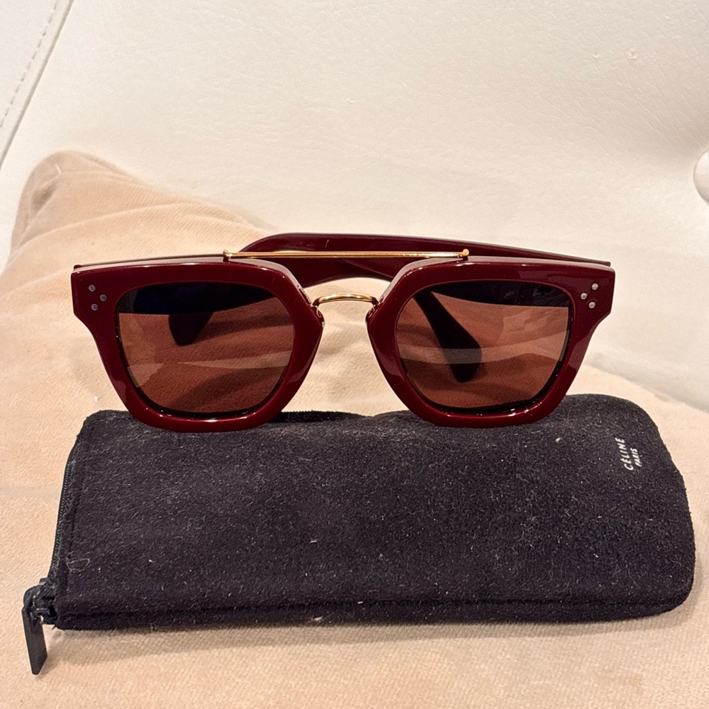 CELINE CL40024U Red & Gold Sunglasses W/ Case & Dustbag - Picture 2 of 9